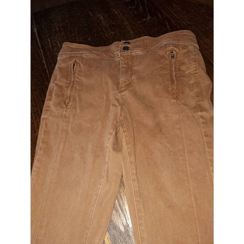 Size 6 28 LOFT Made and Loved Double Button Zip Pockets Brown Pants Mid Rise - Picture 2 of 6